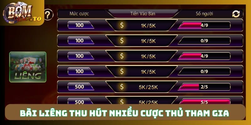 Bài Liêng thu hút nhiều cược thủ tham gia 