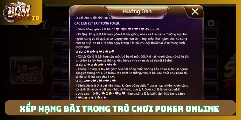 Xếp hạng bài trong trò chơi Poker online